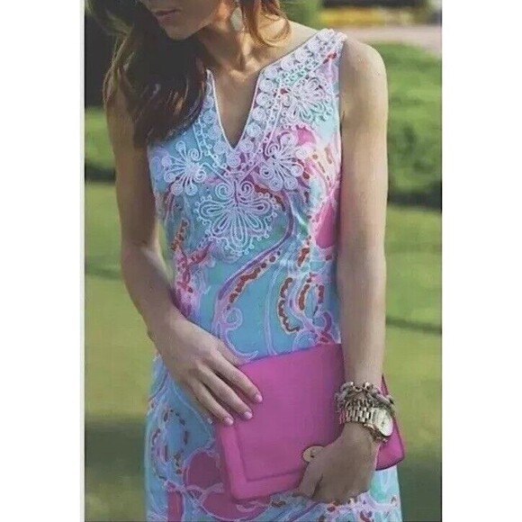 Lilly Pulitzer Gabby Shift Dress Blue Jellies be Jammin Womens 0 XS - Picture 2 of 14